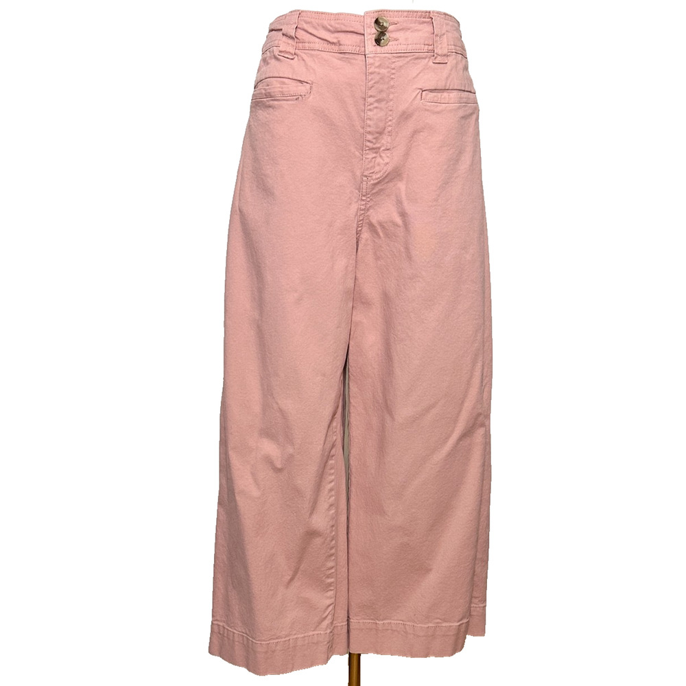 A New Day Wide Leg Stretch Cropped High Rise Coral Pink Pants Size 8